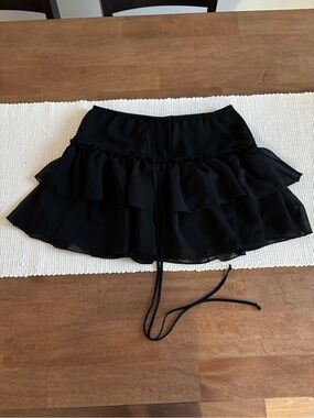 Black Tiered Ruffle Mini Skirt